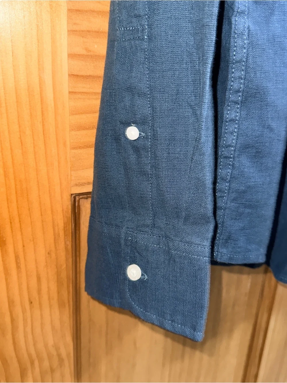 NWT J. Crew Men’s Deep Tealish Blue Linen Blend Button-Down Shirt-XL